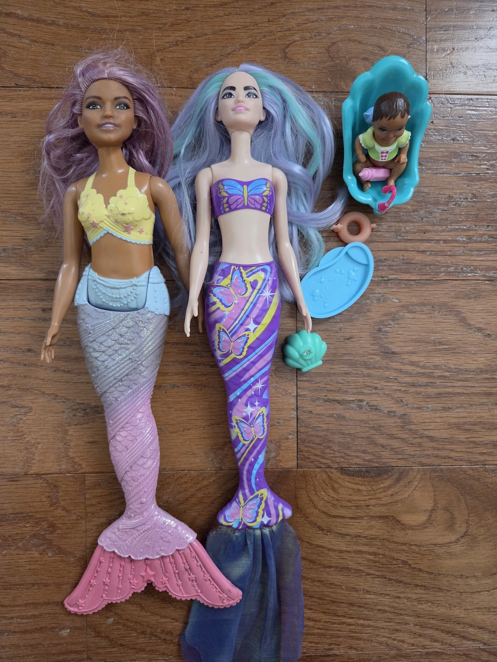 Barbie Purple Teal Pink Mermaid Dolls with Accessories